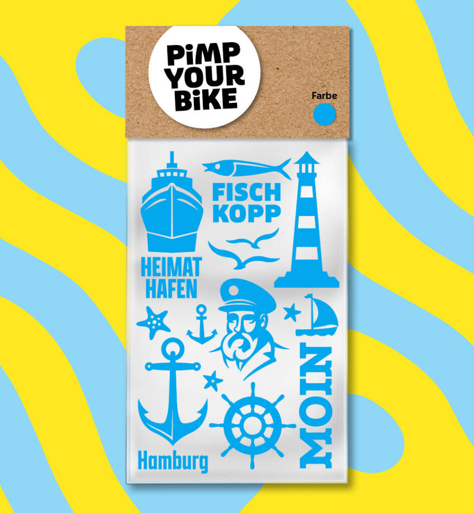 Sticker-Set Fischkopp | Farbe Hellblau