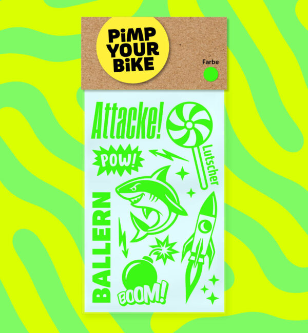 Sticker-Set-NEON-Attacke-gruen