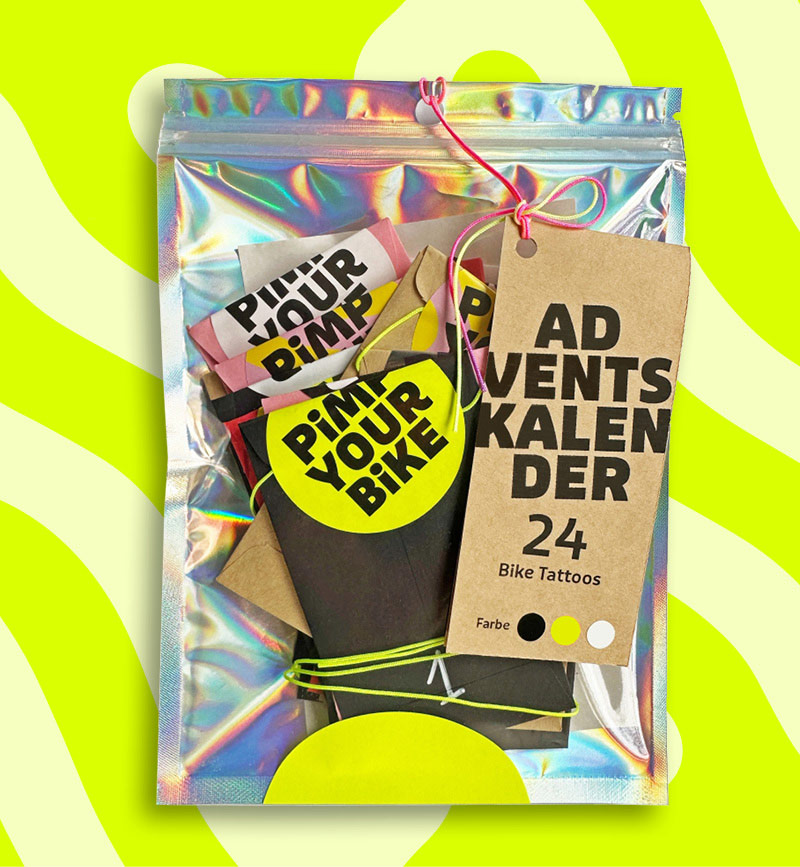 Adventskalender mit 24 Fahrrad-Stickern für Radfahrer